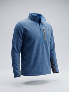 The North Face Men's Heather Blue Quarter-Zip Fleece Pullover #trailhiking